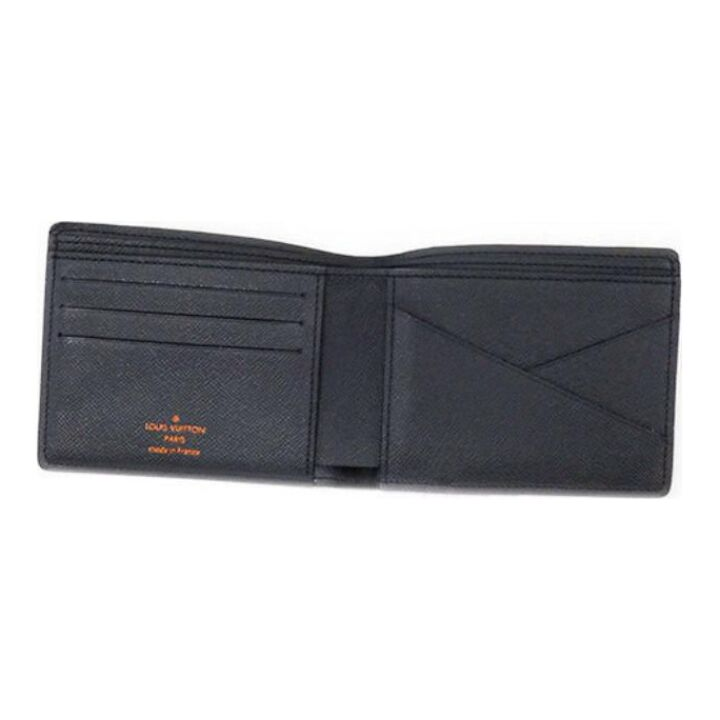 LOUIS VUITTON Multiple 刺绣Logo 老花帆布 短款对折钱包 男款 海军蓝/粉红色