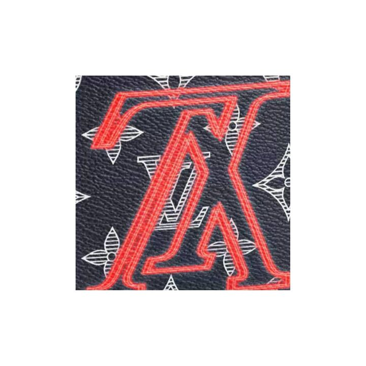 LOUIS VUITTON Multiple 刺绣Logo 老花帆布 短款对折钱包 男款 海军蓝/粉红色