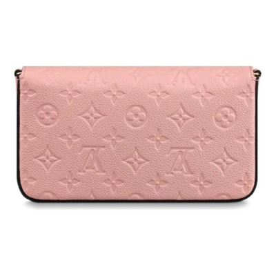 LOUIS VUITTON 经典品牌Monogram压纹徽标 牛皮 链条包钱包单肩斜挎包 女款 樱花粉