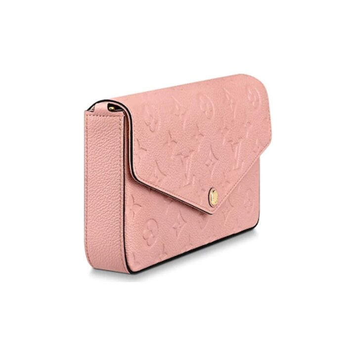 LOUIS VUITTON 经典品牌Monogram压纹徽标 牛皮 链条包钱包单肩斜挎包 女款 樱花粉