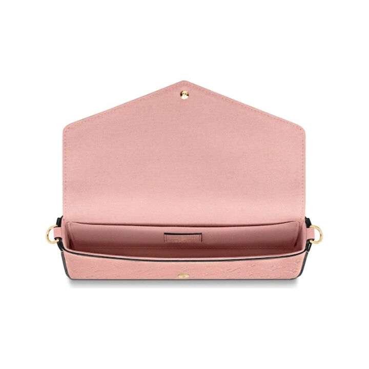 LOUIS VUITTON 经典品牌Monogram压纹徽标 牛皮 链条包钱包单肩斜挎包 女款 樱花粉