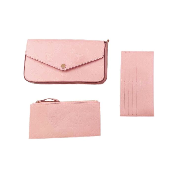 LOUIS VUITTON 经典品牌Monogram压纹徽标 牛皮 链条包钱包单肩斜挎包 女款 樱花粉