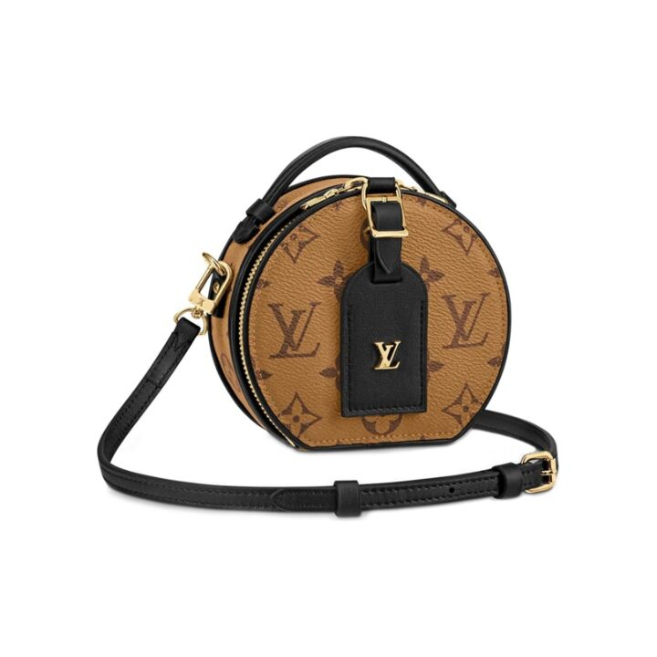 LOUIS VUITTON  Petite Boite Chapeau 老花 牛皮帆布 圆饼包手提单肩斜挎包 迷你 女款 焦糖色