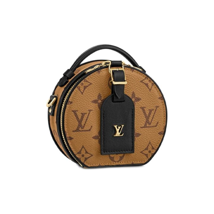 LOUIS VUITTON  Petite Boite Chapeau 老花 牛皮帆布 圆饼包手提单肩斜挎包 迷你 女款 焦糖色