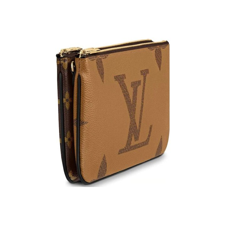 LOUIS VUITTON 老花印花可拆卸可调节肩带双拉链开合 涂层帆布 手拿包单肩斜挎包 女款 棕色