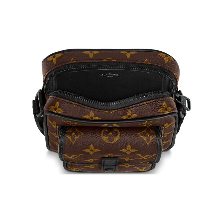 LOUIS VUITTON CHRISTOPHER 老花 帆布拼牛皮饰边 相机包手机包单肩斜挎包 大号 男款 棕色/黑色