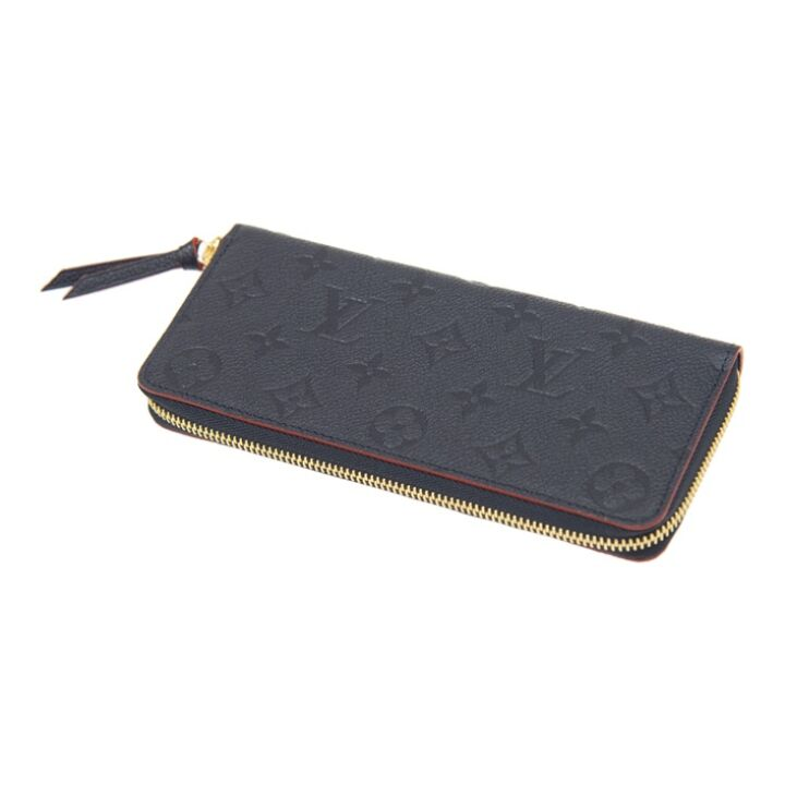 LOUIS VUITTON CLMENCE系列预刻复古印花 皮革面 拉链包钱包 男款 深蓝色