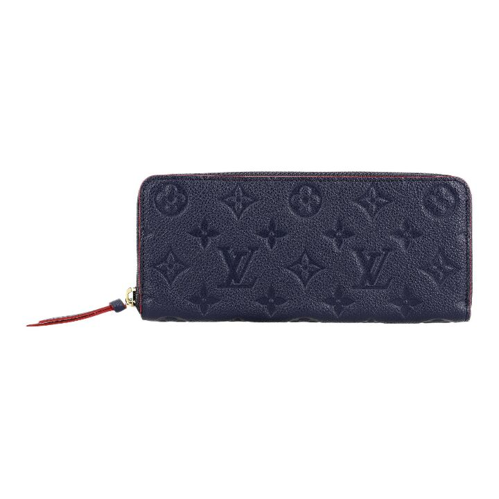 LOUIS VUITTON CLMENCE系列预刻复古印花 皮革面 拉链包钱包 男款 深蓝色