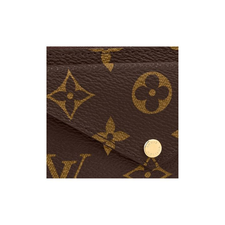 LOUIS VUITTON Card Holder Recto Verso 经典老花L型时尚现代袖珍便携金色豆豆 涂层帆布 零钱包卡包 迷你 女款 棕色