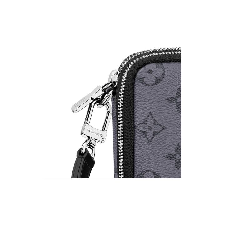 LOUIS VUITTON Double Phone经典老花印花时尚潮酷百搭便携 帆布 单肩斜挎包 男款 灰色
