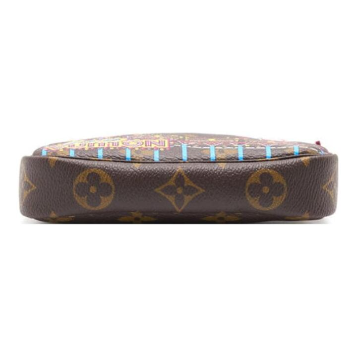 LOUIS VUITTON Pochette Accessoires卡通涂层老花 帆布 麻将包零钱包腋下包手拿包单肩包 迷你 女款 棕色