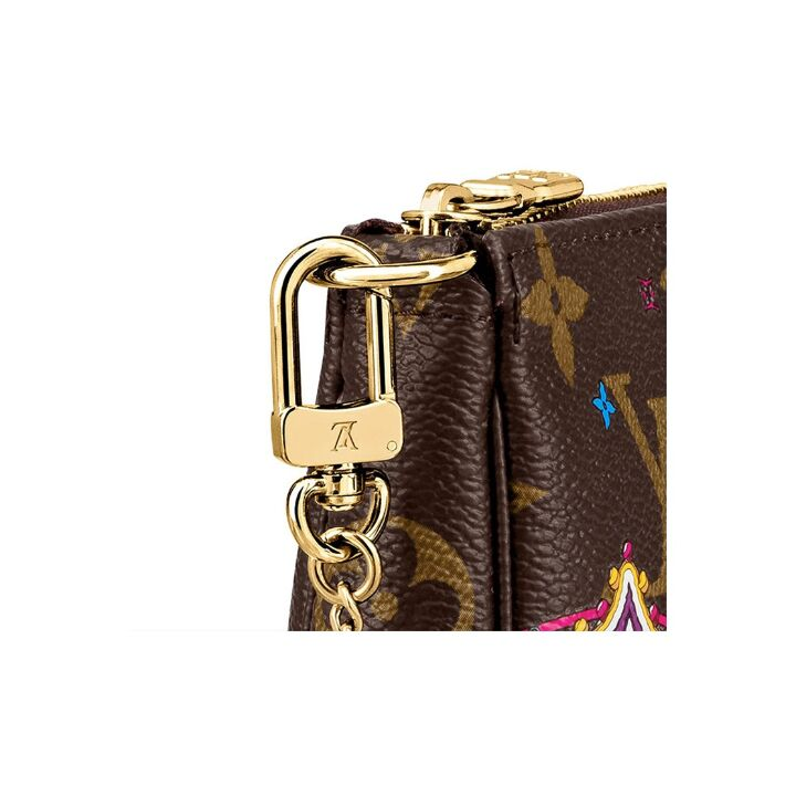LOUIS VUITTON Pochette Accessoires卡通涂层老花 帆布 麻将包零钱包腋下包手拿包单肩包 迷你 女款 棕色