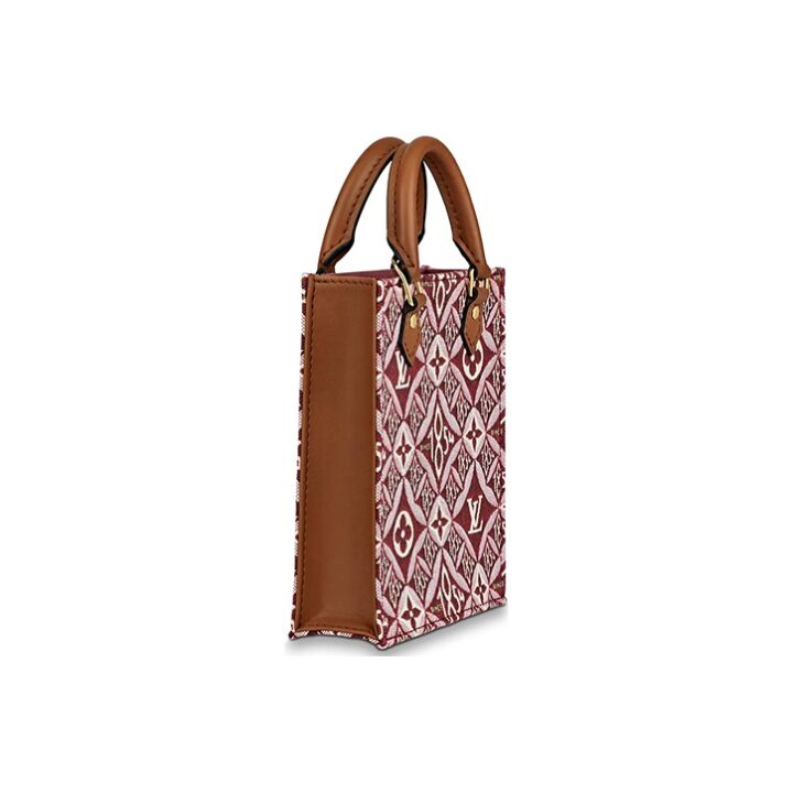 LOUIS VUITTON Petit Sac Plat 竖款1854经典老花便携复古 帆布拼皮 琴谱包风琴包手提单肩斜挎包 迷你 女款 棕红色