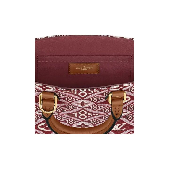 LOUIS VUITTON Petit Sac Plat 竖款1854经典老花便携复古 帆布拼皮 琴谱包风琴包手提单肩斜挎包 迷你 女款 棕红色