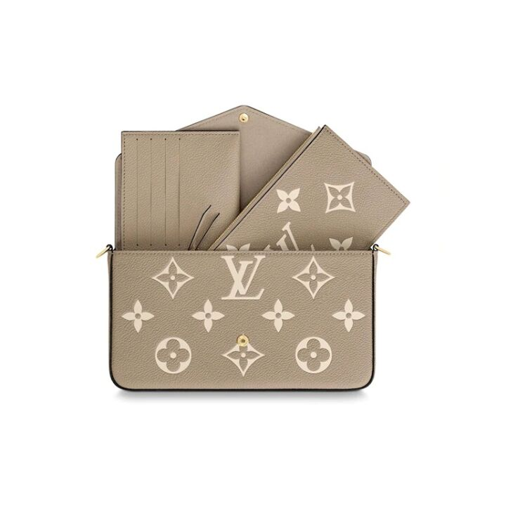 LOUIS VUITTON 老花三合一 粒面牛皮 链条包手拿手提斜挎单肩包 女款 大象灰/奶白色