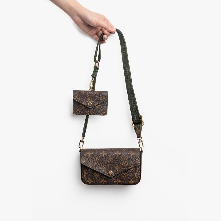 LOUIS VUITTON Multi Pochette Felicie 潮酷便携经典老花 帆布 三合一组合包零钱包单肩斜挎包 女款 老花棕/绿色