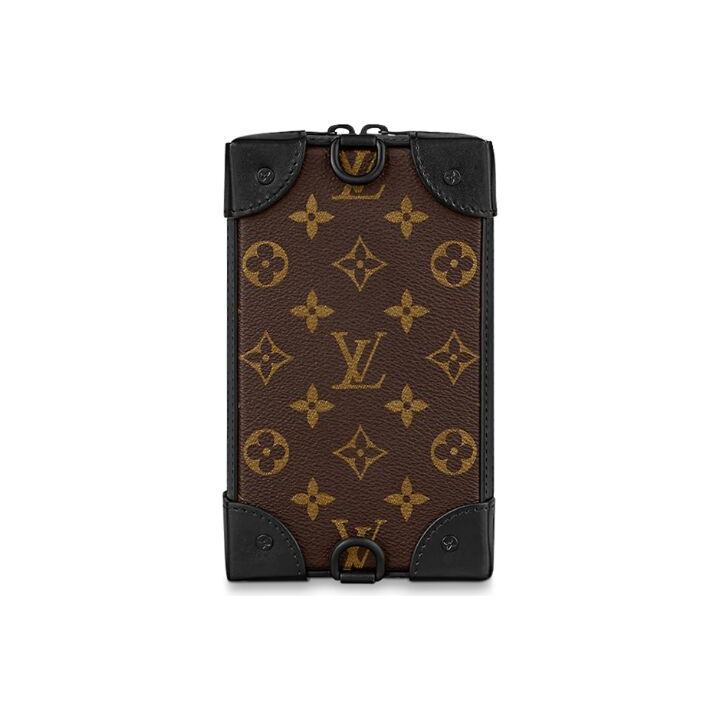 LOUIS VUITTON SOFT TRUNK 玩偶贴饰拉链开合 帆布拼牛皮革饰边 单肩斜挎手机包 迷你 男款 棕色