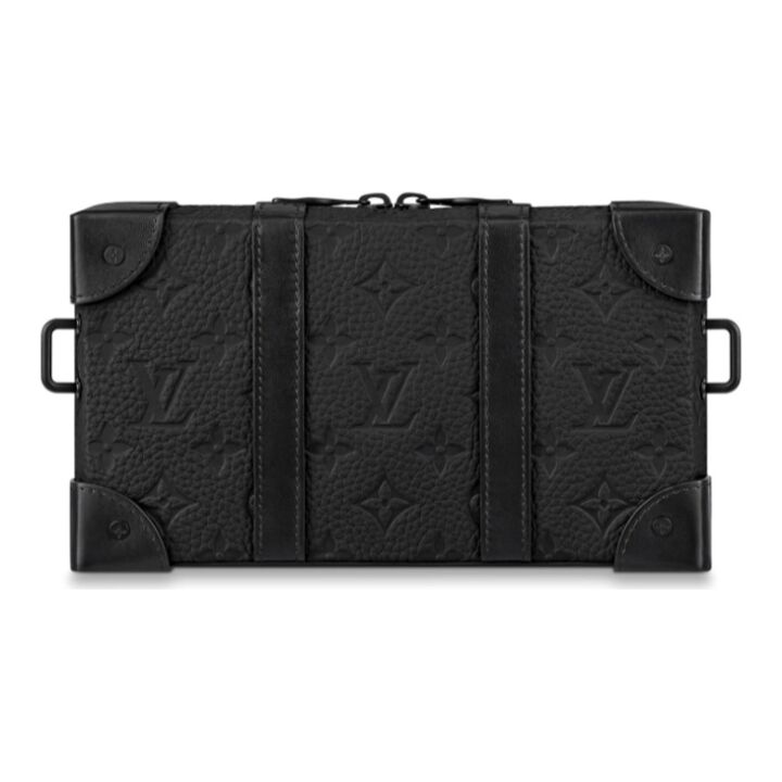 LOUIS VUITTON SOFT TRUNK WALLET 压花老花 Taurillon Monogram牛皮 小方包黑盒子单肩斜挎手拿包 男款 黑色