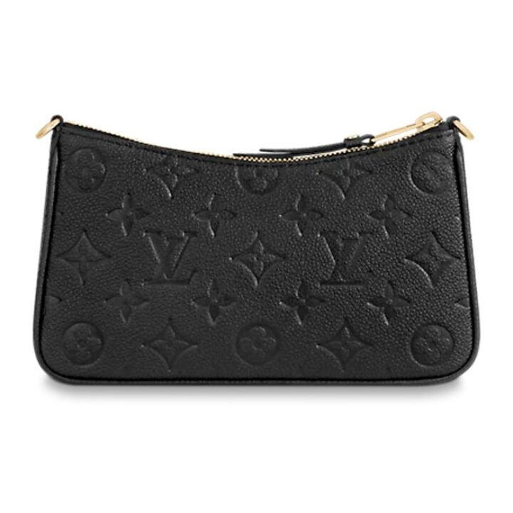 LOUIS VUITTON Easy Pouch On Strap 金属件D形环拉链开合 老花压纹牛皮革 手提斜挎单肩包 女款 黑色