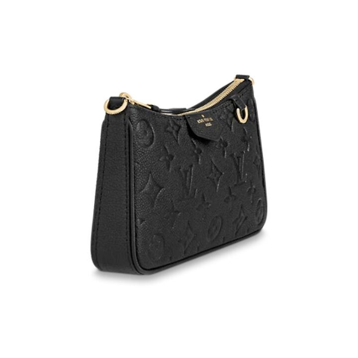 LOUIS VUITTON Easy Pouch On Strap 金属件D形环拉链开合 老花压纹牛皮革 手提斜挎单肩包 女款 黑色