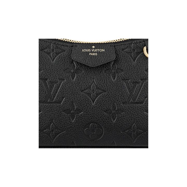 LOUIS VUITTON Easy Pouch On Strap 金属件D形环拉链开合 老花压纹牛皮革 手提斜挎单肩包 女款 黑色