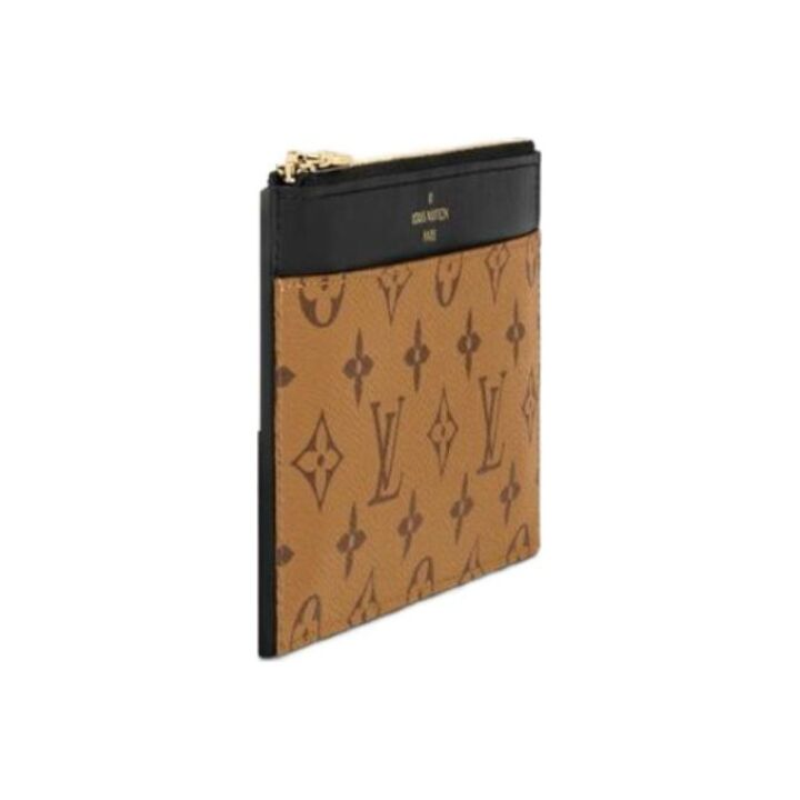 LOUIS VUITTON SLIM PURSE拉链开合 帆布拼牛皮革 手拿包 男女同款情侣款 深黄色