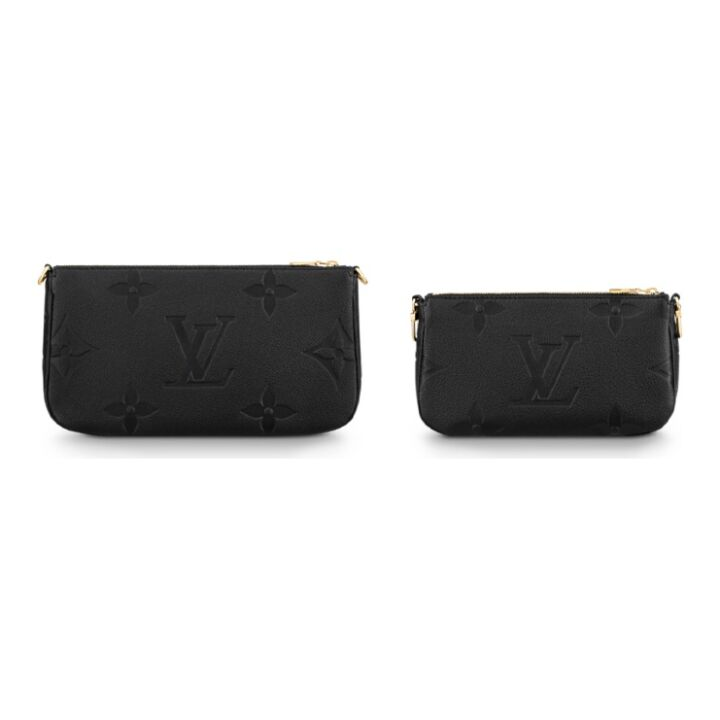 LOUIS VUITTON Multi Pochette 可拆卸链条拉链 粒面压纹牛皮革 腋下包手提单肩斜挎包 女款 黑色