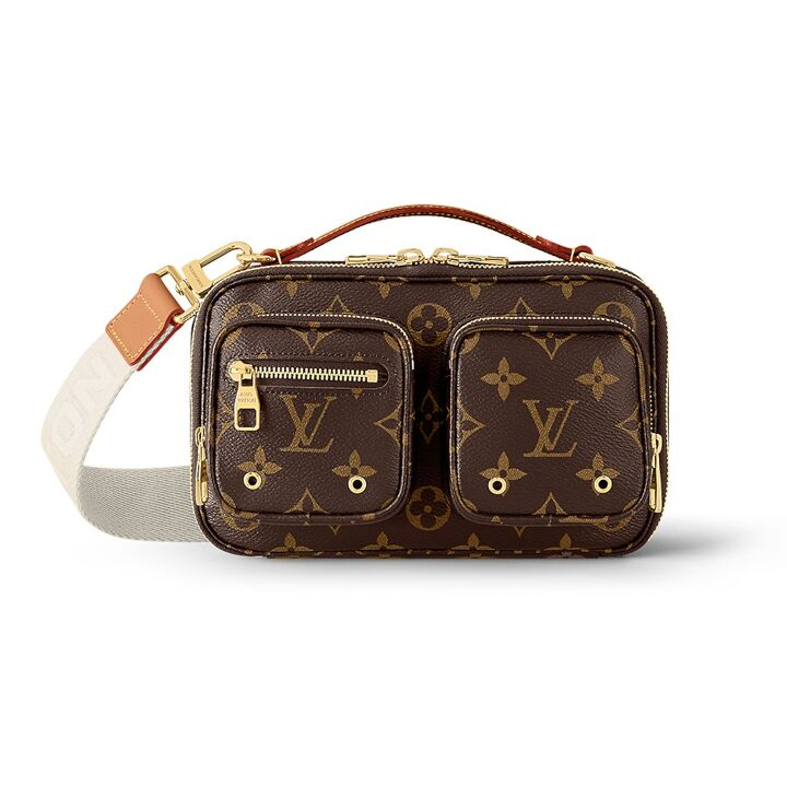 LOUIS VUITTON Utility Crossbody 潮酷经典老花满印可调节宽肩带 涂层帆布拼牛皮 相机包单肩斜挎包 男女同款 棕色