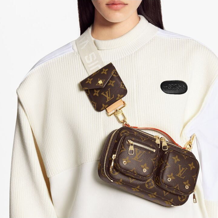 LOUIS VUITTON Utility Crossbody 潮酷经典老花满印可调节宽肩带 涂层帆布拼牛皮 相机包单肩斜挎包 男女同款 棕色