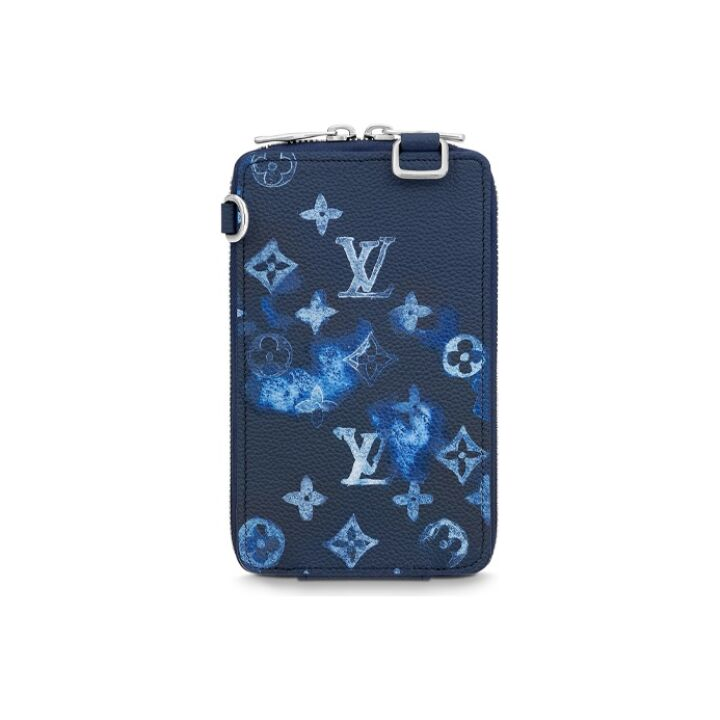 LOUIS VUITTON Summer 系列 水彩扎染 粒面牛皮革 手机包 男款 蓝色