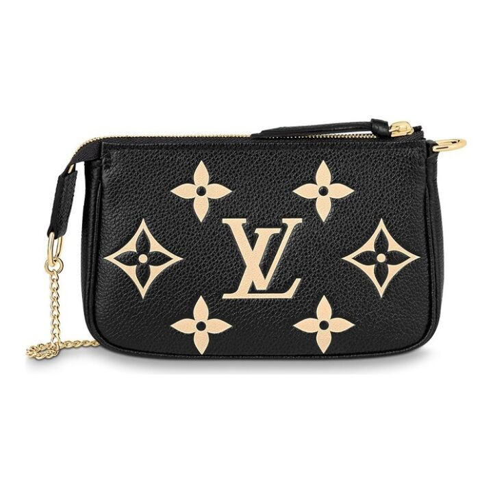 LOUIS VUITTON 老花链条小麻将 粒面压花牛皮 零钱包手拿包 迷你 女款 黑色