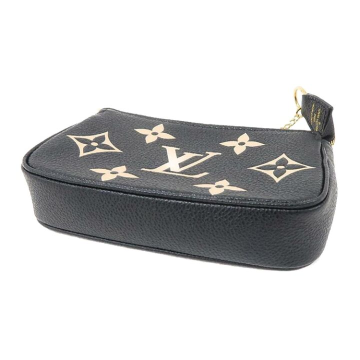 LOUIS VUITTON 老花链条小麻将 粒面压花牛皮 零钱包手拿包 迷你 女款 黑色