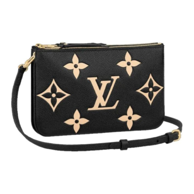 LOUIS VUITTON 压花柔软 粒面牛皮 单肩手提斜挎包 女款 黑色/米色