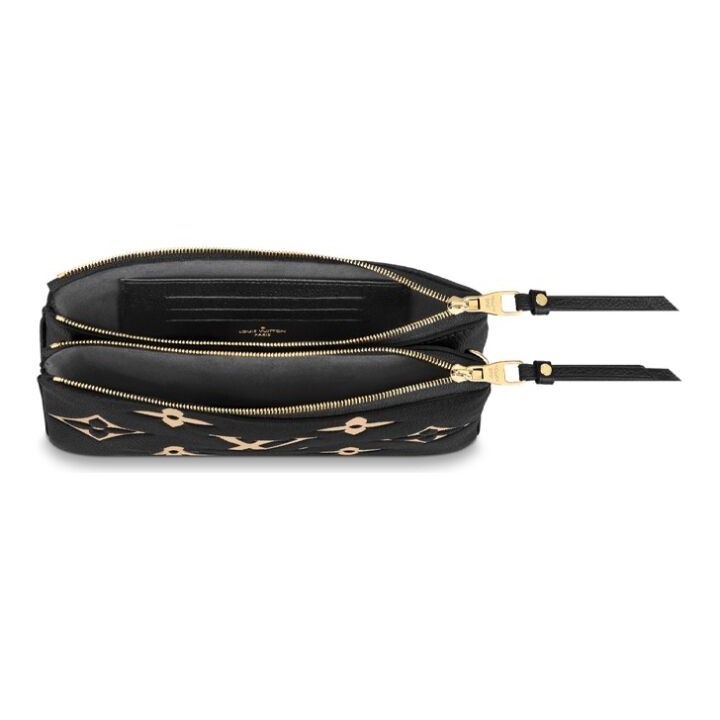 LOUIS VUITTON 压花柔软 粒面牛皮 单肩手提斜挎包 女款 黑色/米色
