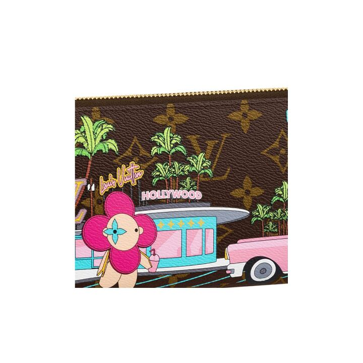 LOUIS VUITTON Hollywood Drive Zippy 老花涂鸦 长款拉链钱包 棕色