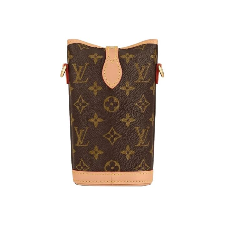 LOUIS VUITTON FOLD ME系列 经典老花 涂层帆布 薯条包手机包单肩斜挎包 迷你 女款 棕色
