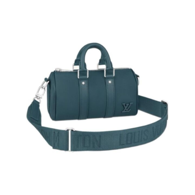 LOUIS VUITTON Keepall系列 XS 可调节拆卸肩带Aerogram皮革斜挎包 男女同款情侣款 蓝色