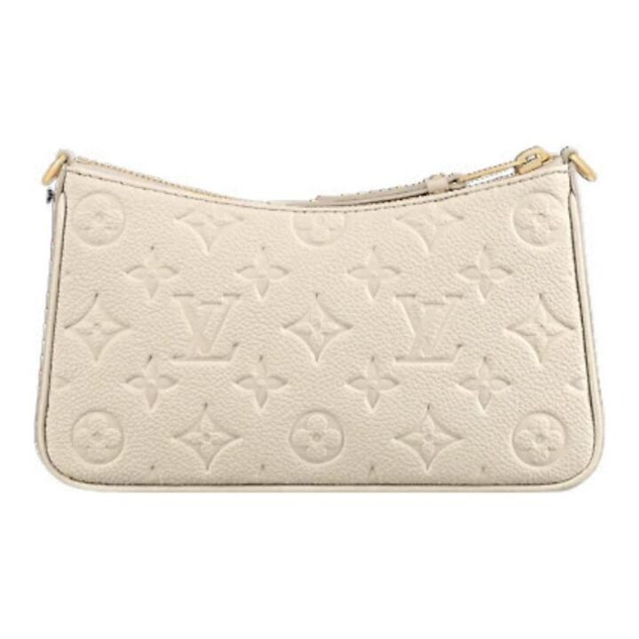 LOUIS VUITTON Easy Pouch On Strap 老花 压纹牛皮 单肩包 女款 奶油白