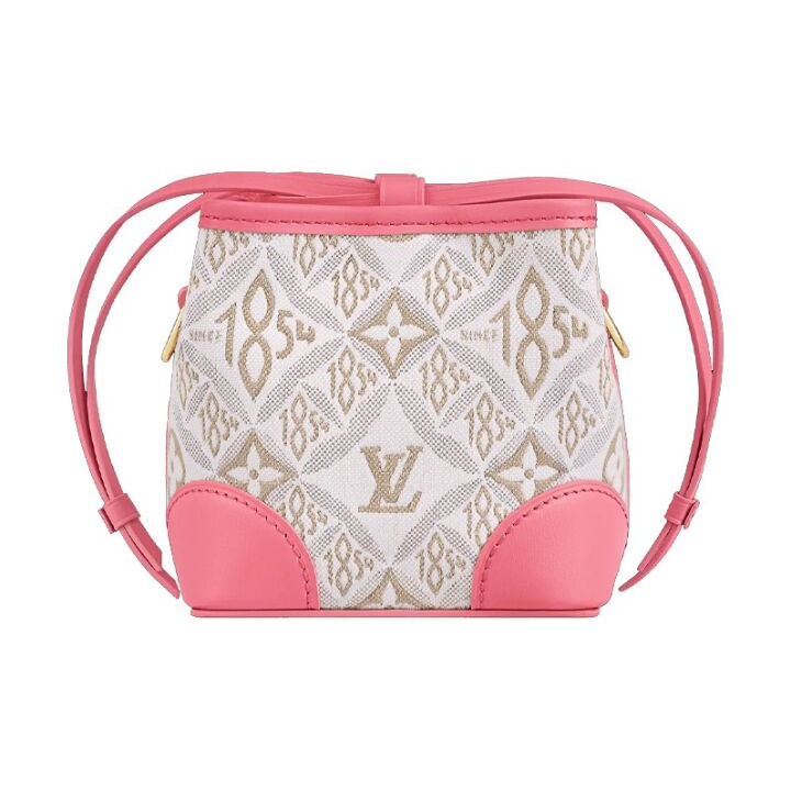 LOUIS VUITTON Noe1854 Since老花图案 提花织物 烧麦包抽绳包单肩斜挎包 女款 淡褐色/粉色
