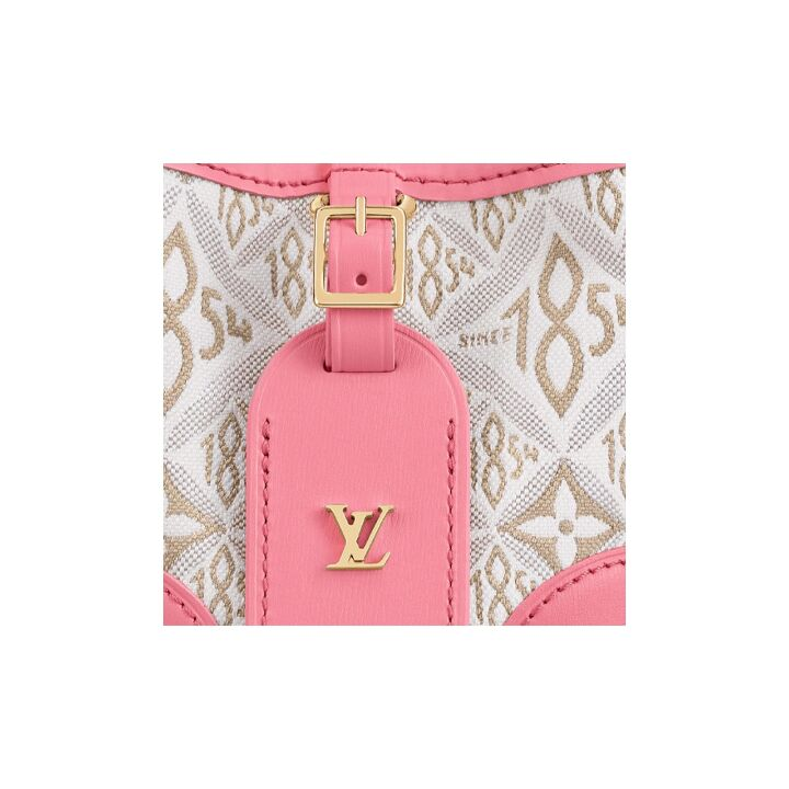 LOUIS VUITTON Noe1854 Since老花图案 提花织物 烧麦包抽绳包单肩斜挎包 女款 淡褐色/粉色