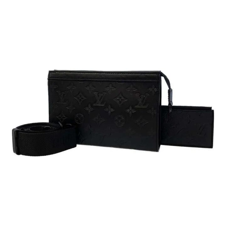 LOUIS VUITTON Gaston WW 二合一 经典老花压纹 牛皮 卡包斜挎包 男款 黑色