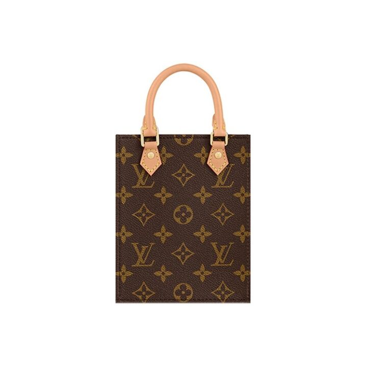 LOUIS VUITTON Petit Sac Plat 系列 经典老花 涂层帆布拼牛皮革饰边 琴谱包手提单肩斜挎包 迷你 女款 棕色