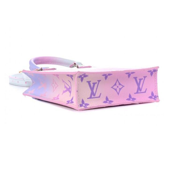 LOUIS VUITTON Petit Sac Plat 经典老花竖款 软粒面牛皮 琴谱包风琴包手提单肩斜挎包 迷你 女款 渐变渲染粉色
