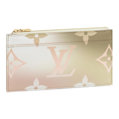 LOUIS VUITTON Slim Purse Spring-in-the-city系列经典老花 帆布涂层 手拿包 女款 渐变扎染粉绿色