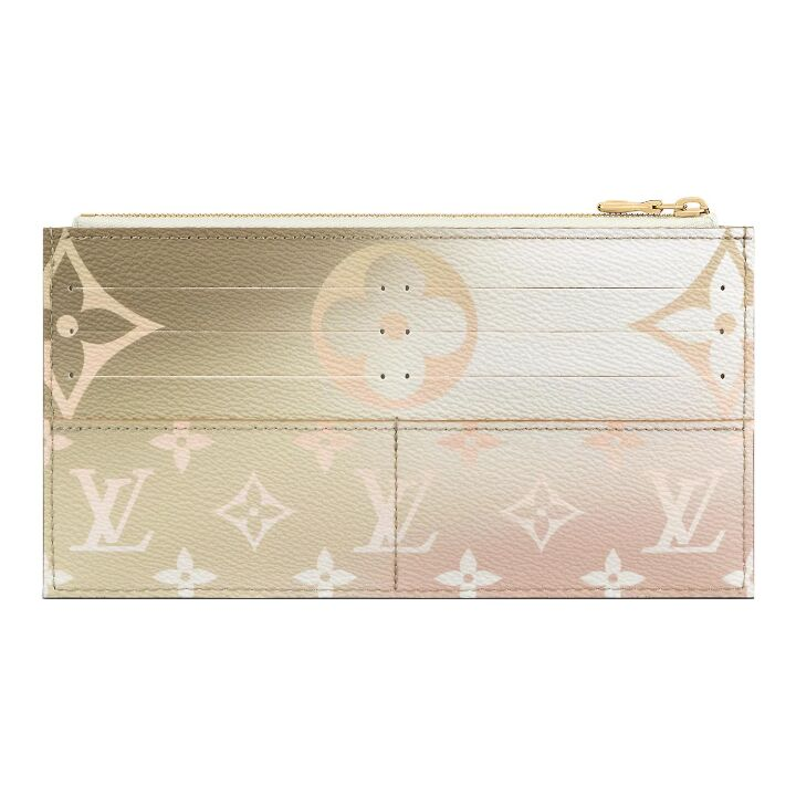 LOUIS VUITTON Slim Purse Spring-in-the-city系列经典老花 帆布涂层 手拿包 女款 渐变扎染粉绿色