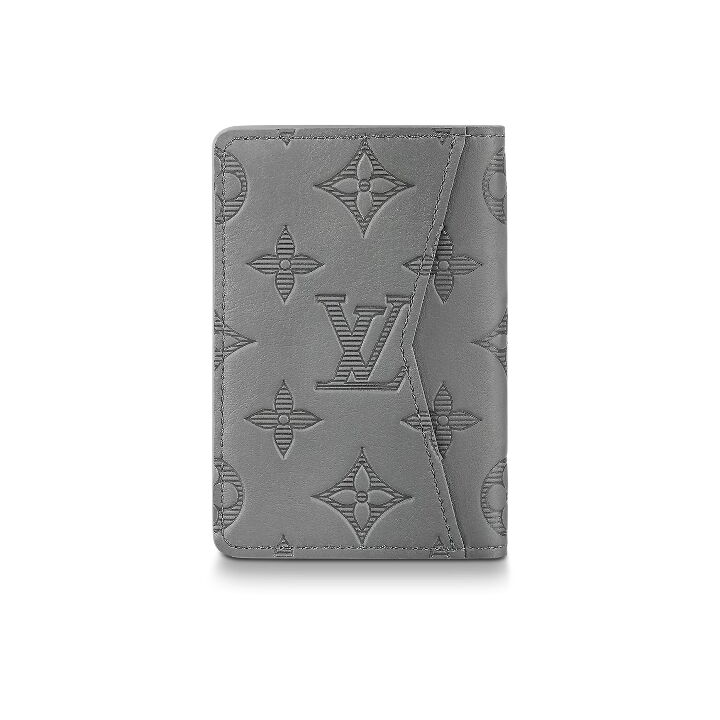 LOUIS VUITTON 老花满印纯色 牛皮革 钱包 男款 灰色