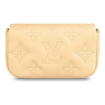 LOUIS VUITTON Wallet On Strapogo压印链条 小牛皮 腋下包手提单肩斜挎包 女款 香蕉黄