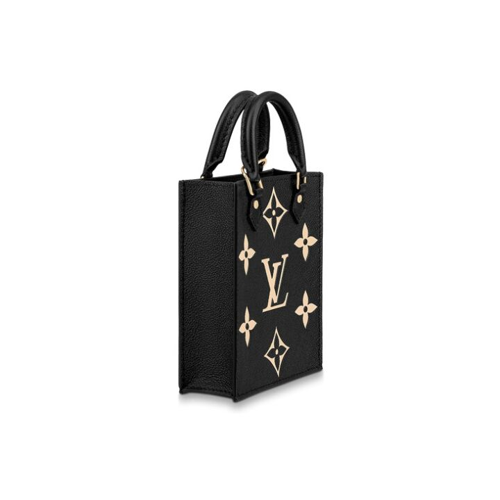 LOUIS VUITTON Petit Sac Plat 可调节可拆卸肩带 老花粒面牛皮 琴谱包手提单肩斜挎包 迷你 女款 黑色/米色