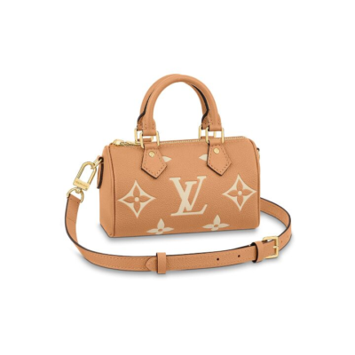 LOUIS VUITTON Speedy 25 可拆卸肩带挂锁装饰 涂层帆布 单肩斜挎手提包 女款 棕色