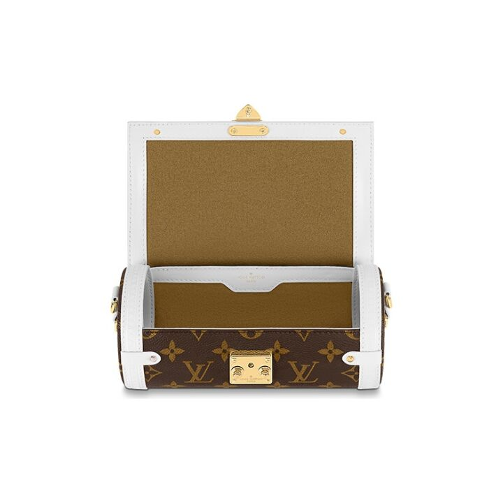 LOUIS VUITTONV Match系列 Papillon Trunk经典老花链条锁扣 皮革 斜挎包 女款 棕色